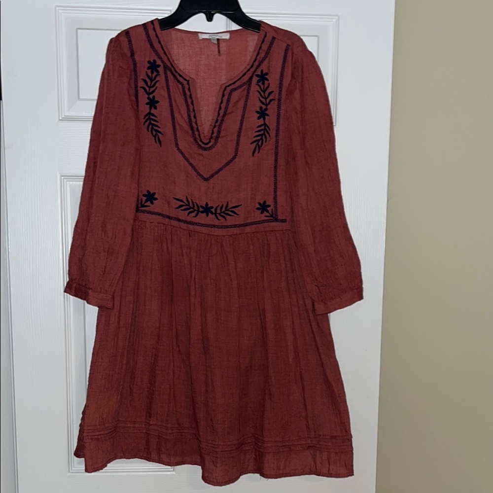 Entro Red Bishop Sleeve Plunge Sundress